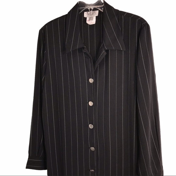 Vintage Pinstripes Classy Tunic Length Shirt - Picture 3 of 9